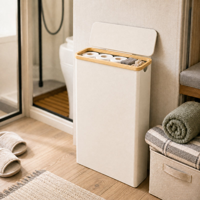 Très grand rangement pour papier hygiénique avec couvercle - peut contenir jusqu'à 24 rouleaux réguliers ou 18 méga, porte-papier hygiénique mince, organisateur d'accessoires de salle de bain