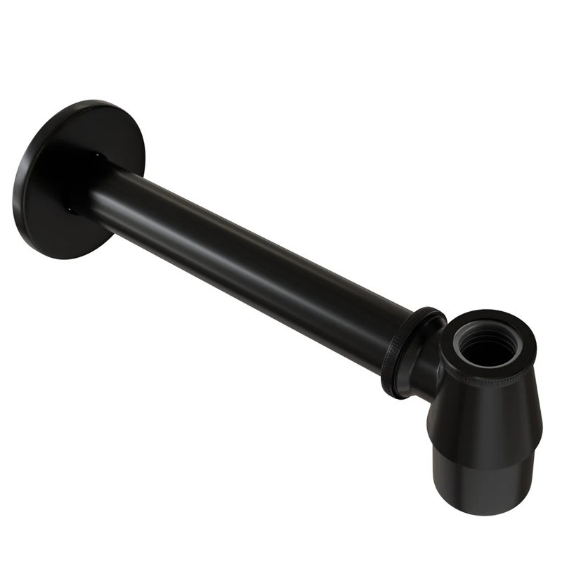 Siphon en laiton massif chromé, Noir mat