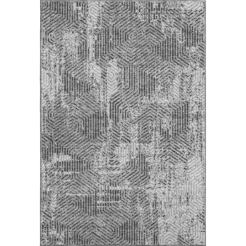 Premium Machine Washable Prisco Gray Rug, Rectangle 2'6" x 3'10"
