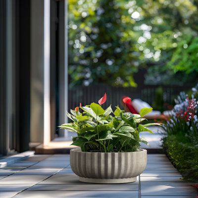 Grand pot / pot rond en béton avec trous de drainage