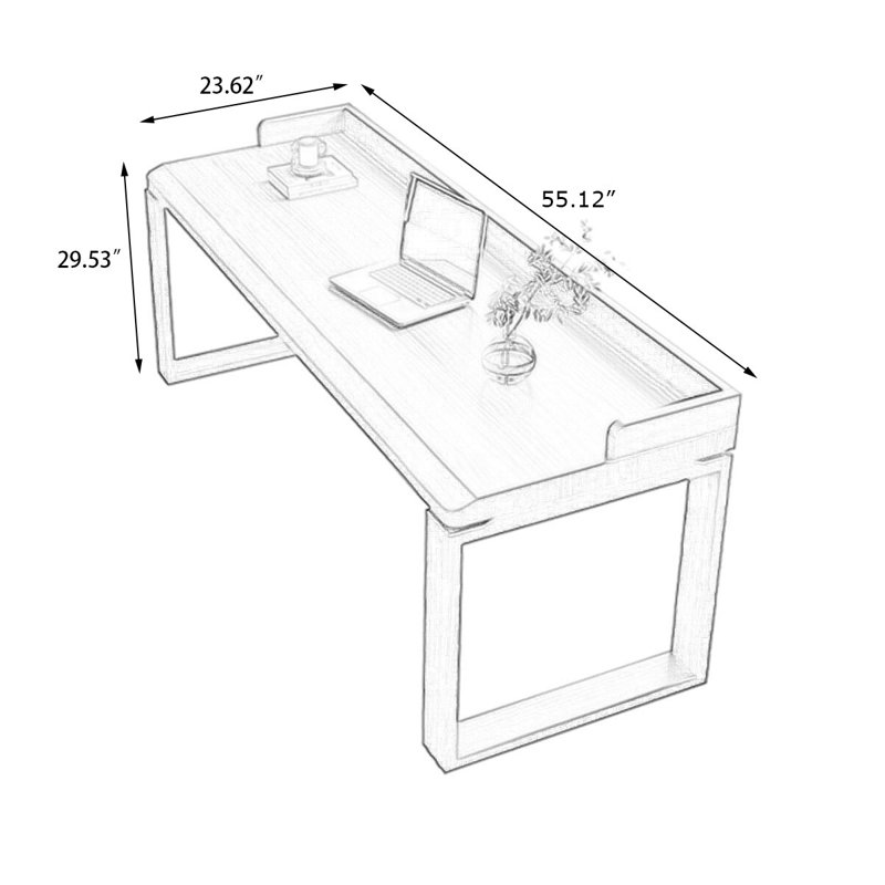 Bureau rectangulaire brun en bois massif, Brun, H 29,53 po x l 55,12 po x P 23,62 po