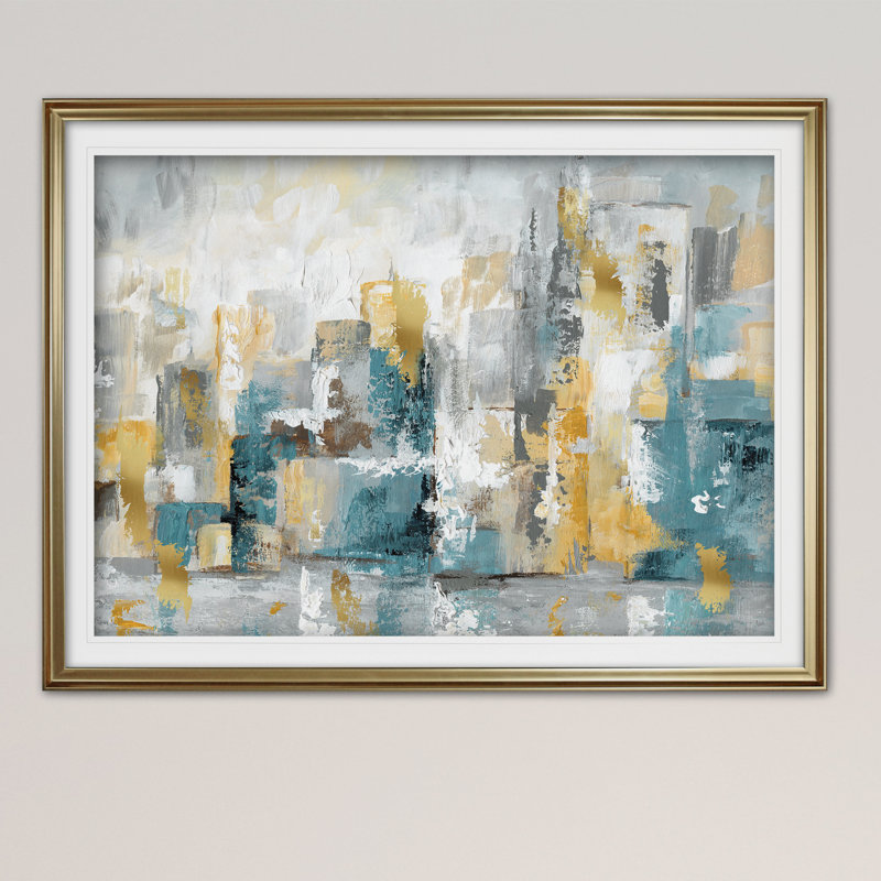 « city views i », reproduction de peinture à l’acrylique encadrée, Or, H 24 po x l 32 po x P 1,5 po