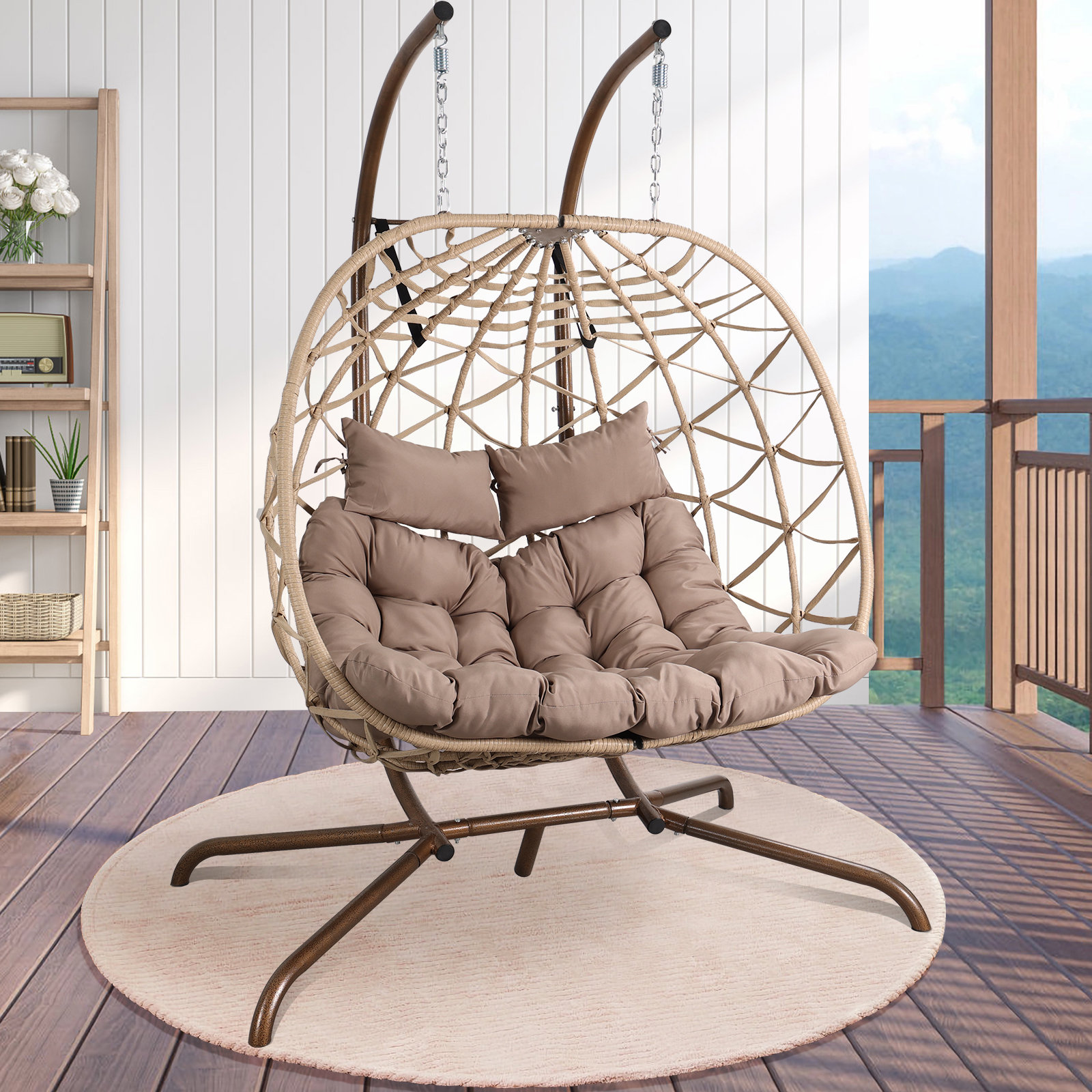 Dakota Fields Dieuwke 2 Person Outdoor/Indoor Porch Swings Egg Chair