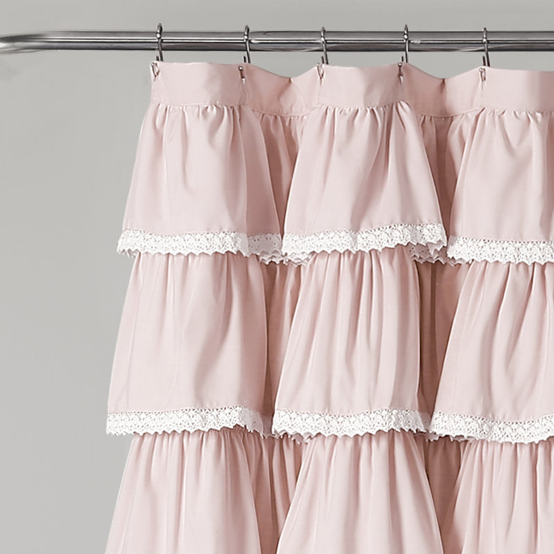 Lush Decor Lace Ruffle Shower Curtain, 72'' H x 72'' W, Blush