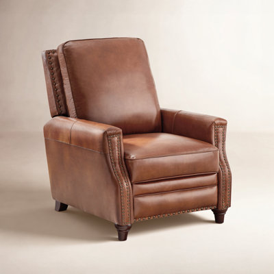 Andrena Genuine Leather Recliner with Nailhead Trim