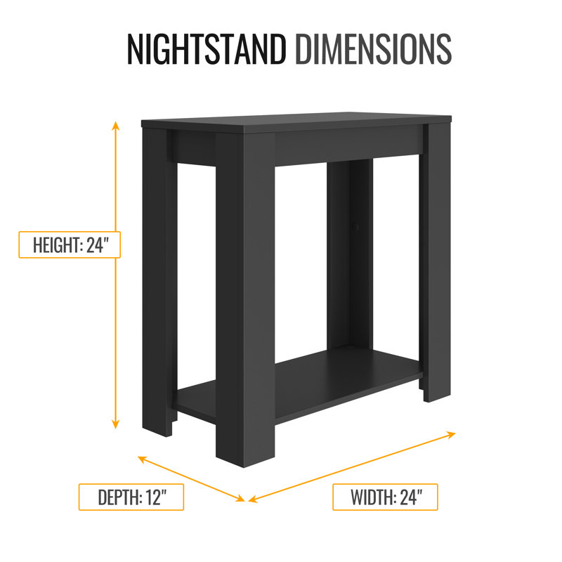 Boyd Sleep Brisbane Open Storage Nightstand, Low Profile End Table, Black