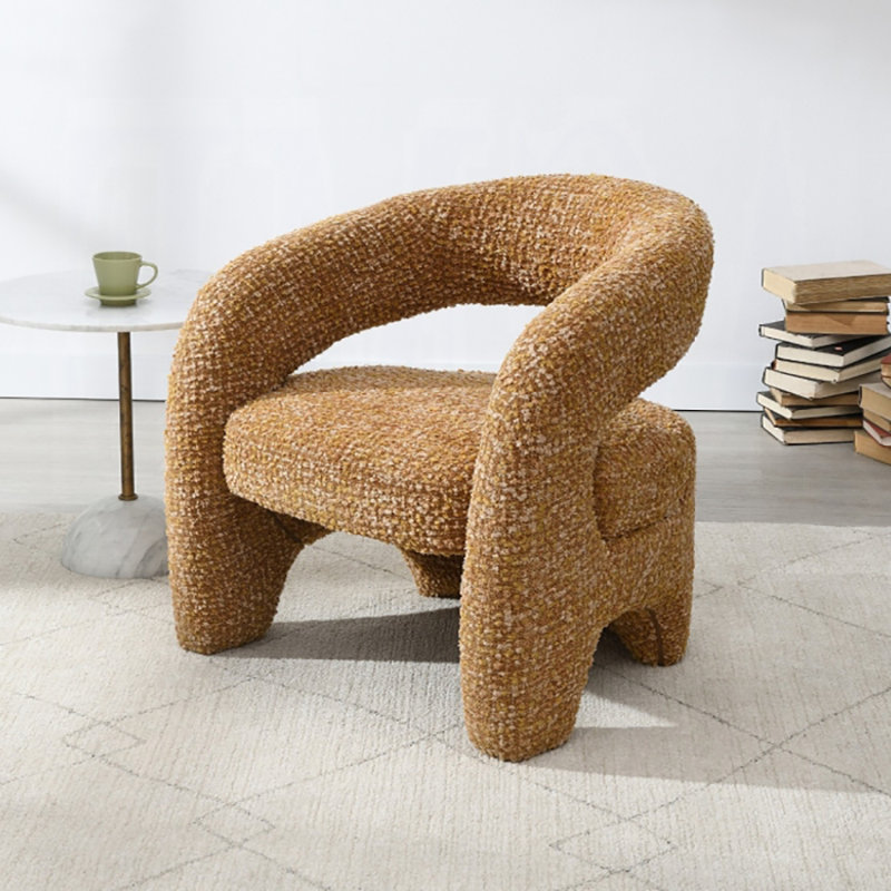 Fauteuil d'appoint de 77,2 cm de large, en tweed orange