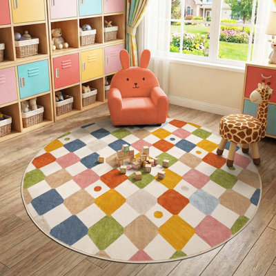 Colorful Diamond for Kids Washable Non-slip Rug