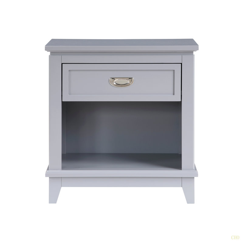Table de chevet 1pc avec tiroir de rangement et tablette inférieure, Gris