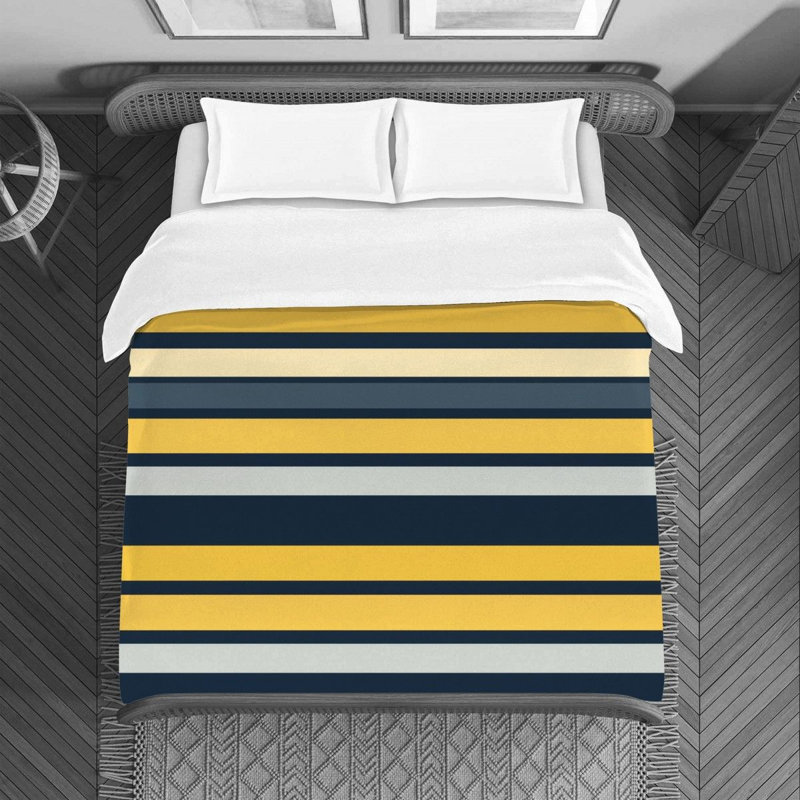 Housse de couette en microfibre , Housse de couette pour lit simple, Bleu/jaune