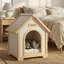 Maison pour chat d'intérieur en bois massif avec coussin, lit de chat moderne fermé pour petits chats