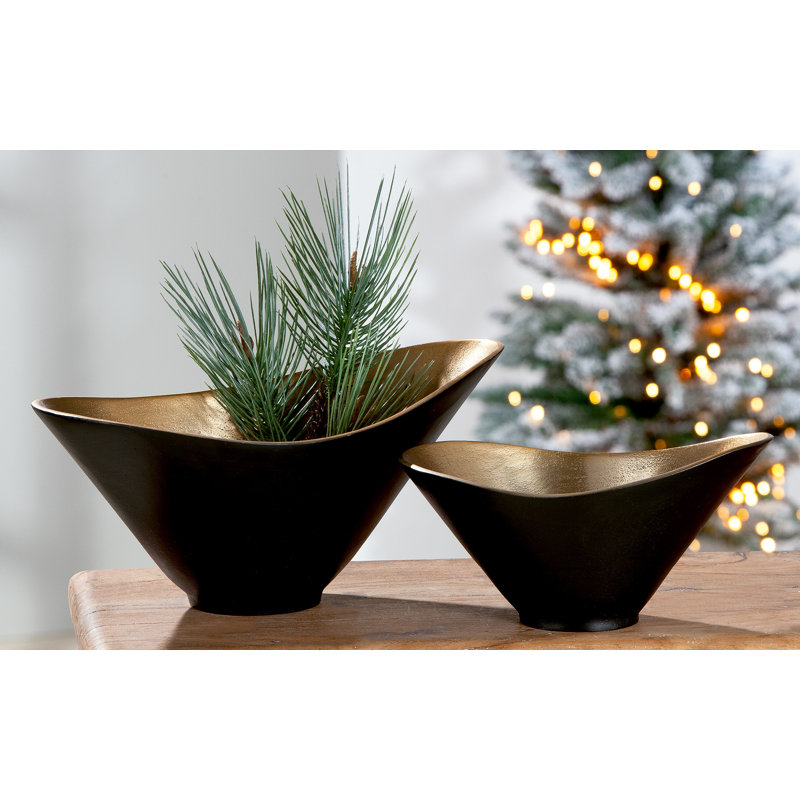 Akala Aluminum Decorative Bowl 1, 18cm H x 38cm W x 21.5cm D