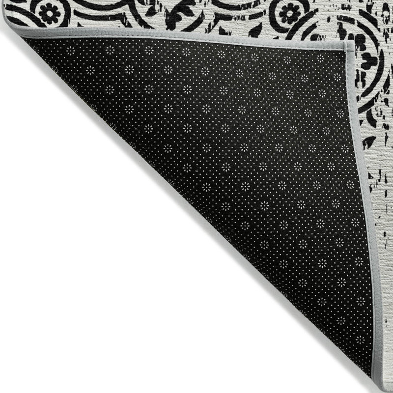 Tapis intérieur / extérieur 8 pi x 10 pi noir et ivoire lavable