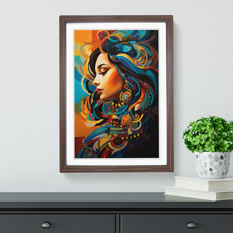 Indian Woman Orphism - Framed Print, 64cm H x 46cm W x 2cm D, Walnut