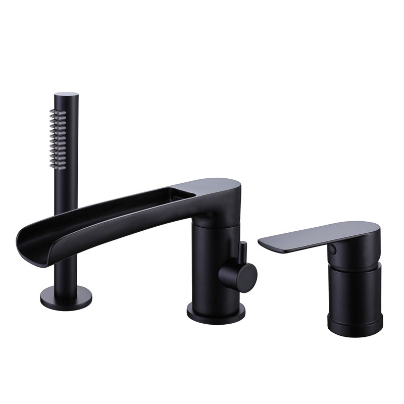 1 Handle Deck Roman Tub Faucet with Diverter, Matte Black