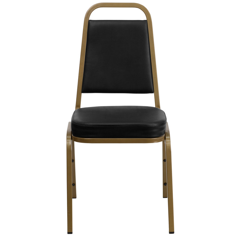 Amaya Trapezoidal Back Stacking Banquet Chair, Black, Black Vinyl, 1