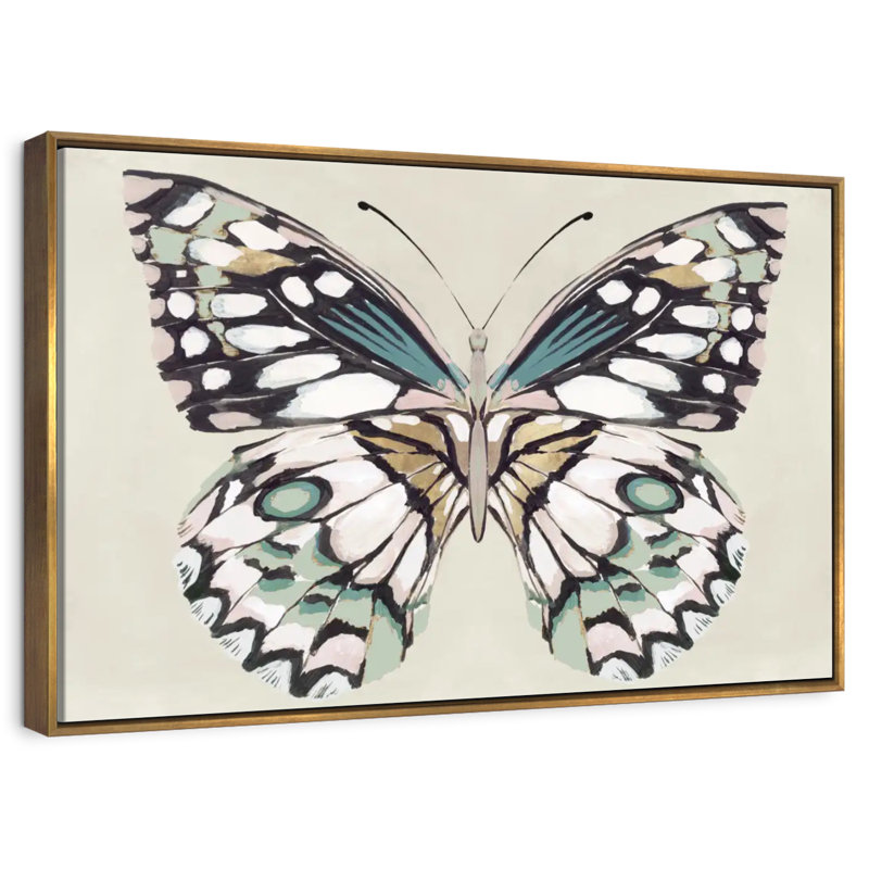 Baiser de papillon I, Cadre flottant doré, 40 po x 27 po