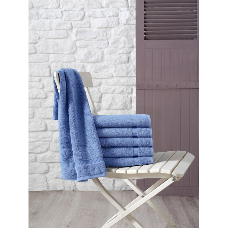 Agathon Turkish Cotton Hand Towels - Fast-Drying, Ultra Plush Bathroom Towels, Set of 6, Blue