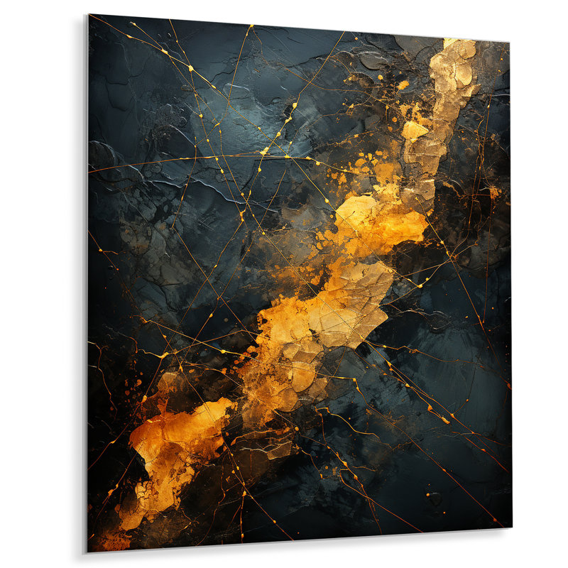 «Golden Grid Power Lines City» sur métal, H 20 po x l 12 po x P 1 po