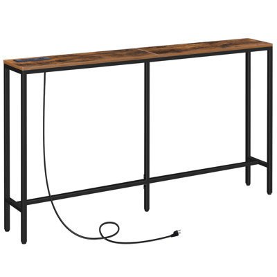 Console avec prise de courant derrière le canapé, table d'entrée étroite
