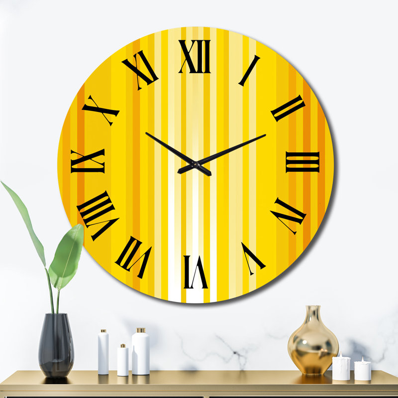 Horloge murale en métal jaune, Très grand