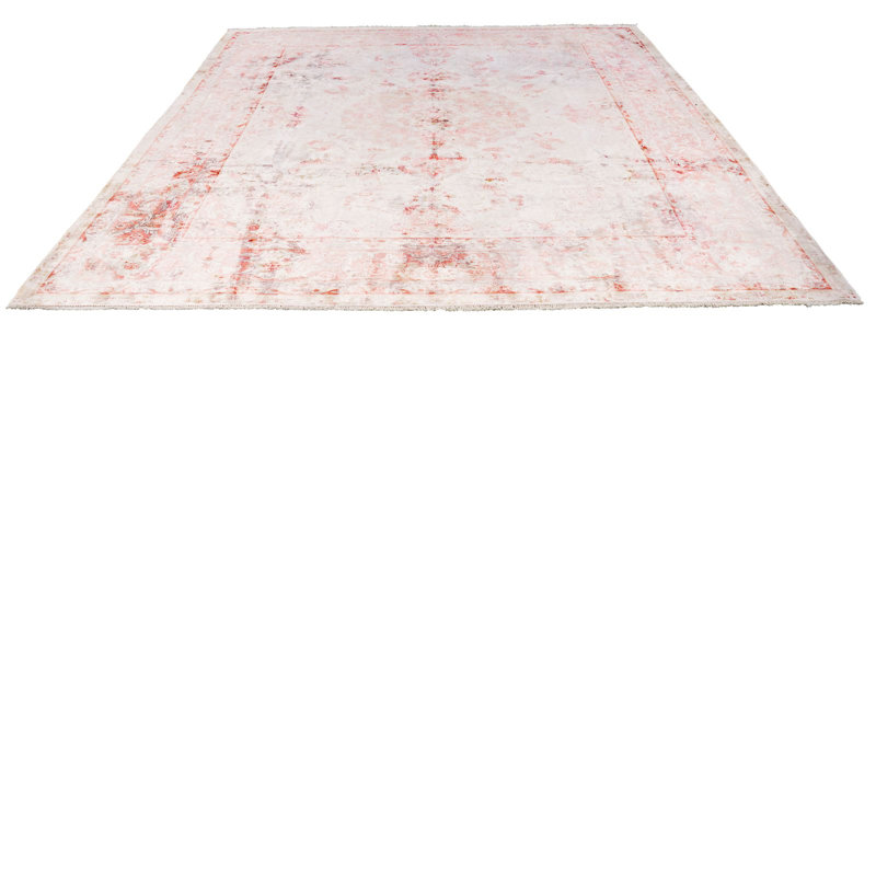 Tapis blanc / rouge 8 pi x 10 pi One-of-a-Kind Hereke