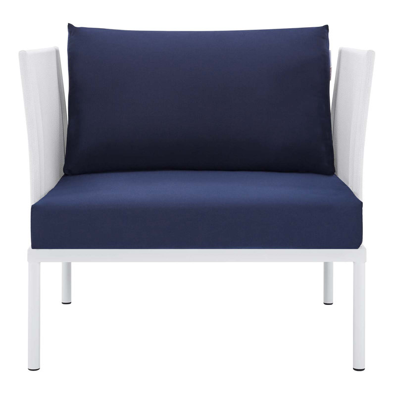 Fauteuil de patio extérieur en aluminium Harmony Sunbrella par Modway, Sunbrella® bleu marine