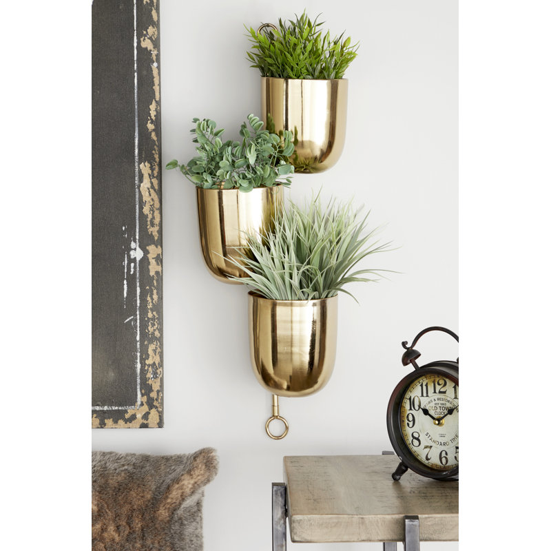 Gold Metal 3-Tier Indoor/Outdoor Hanging Wall Planter