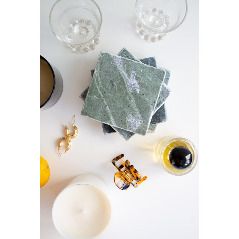 Ensemble de sous-verres en marbre, Green