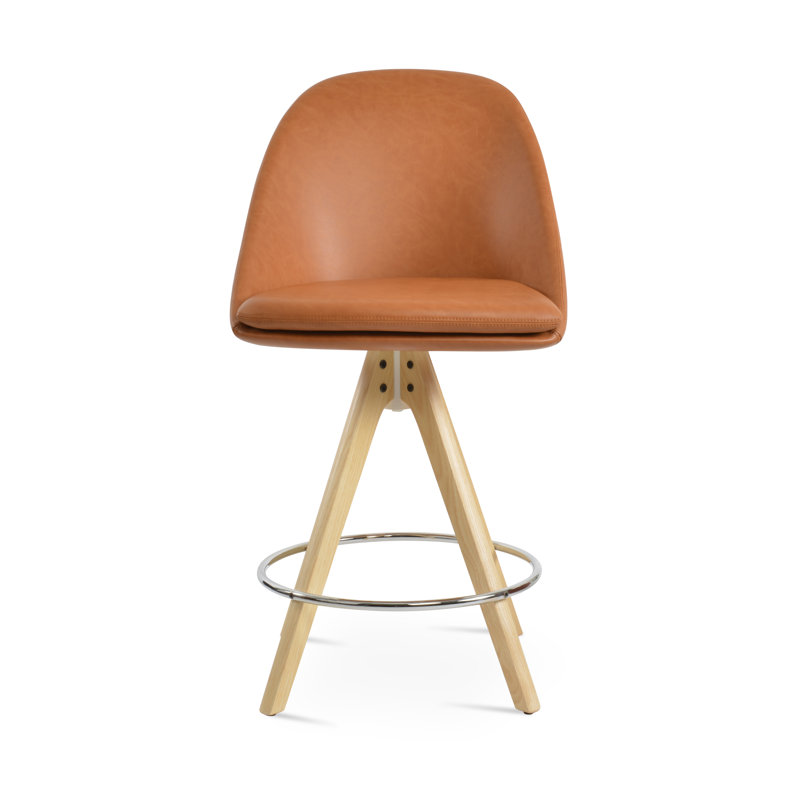 Tabouret de bar et de comptoir pivotant Avanos, Tabouret de bar (siège d'une hauteur de 28,7 po), Naturel, Cannelle