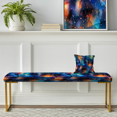Celestial Dreams Geometric - Geometric Upholstered Gold Bench
