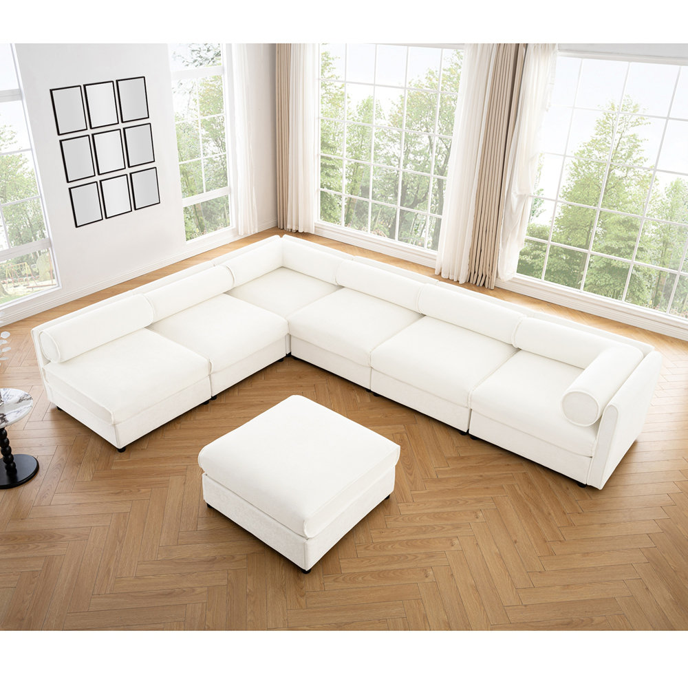 Hokku Designs Modern 6-Piece Modular Sectional Sofa with Storage Soft ...