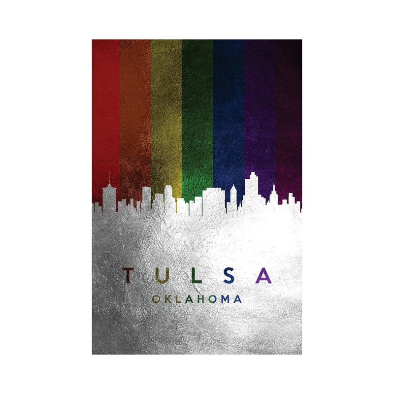 Tulsa Oklahoma Spectrum Skyline 1 Piece Wrapped Canvas Wall Art, 20.32 cm H x 30.48 cm W