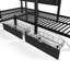 Lit mezzanine triple avec tablettes de rangement et tiroirs, lit simple mezzanine simple et simple avec lumières à DEL et ports USB, lit mezzanine en forme de L pour 3, peu encombrant, noir