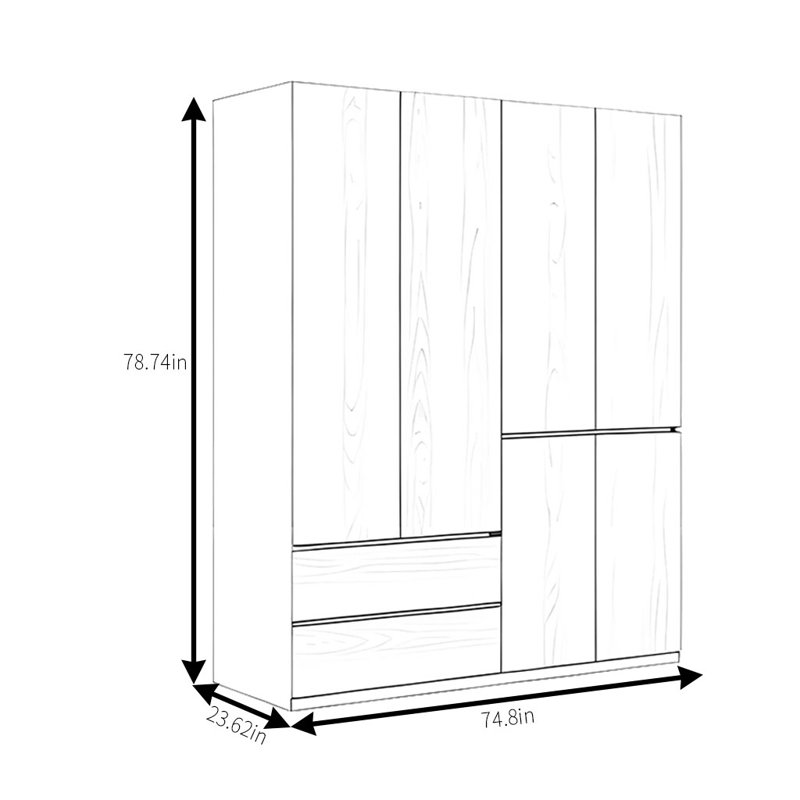Simple And Practical Wardrobe, 78.74" H x 74.8" W x 23.62" D