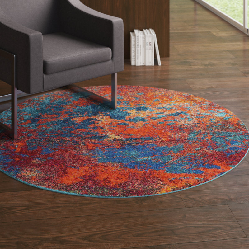 Velva Abstract Indoor Rug, Round 7'10"
