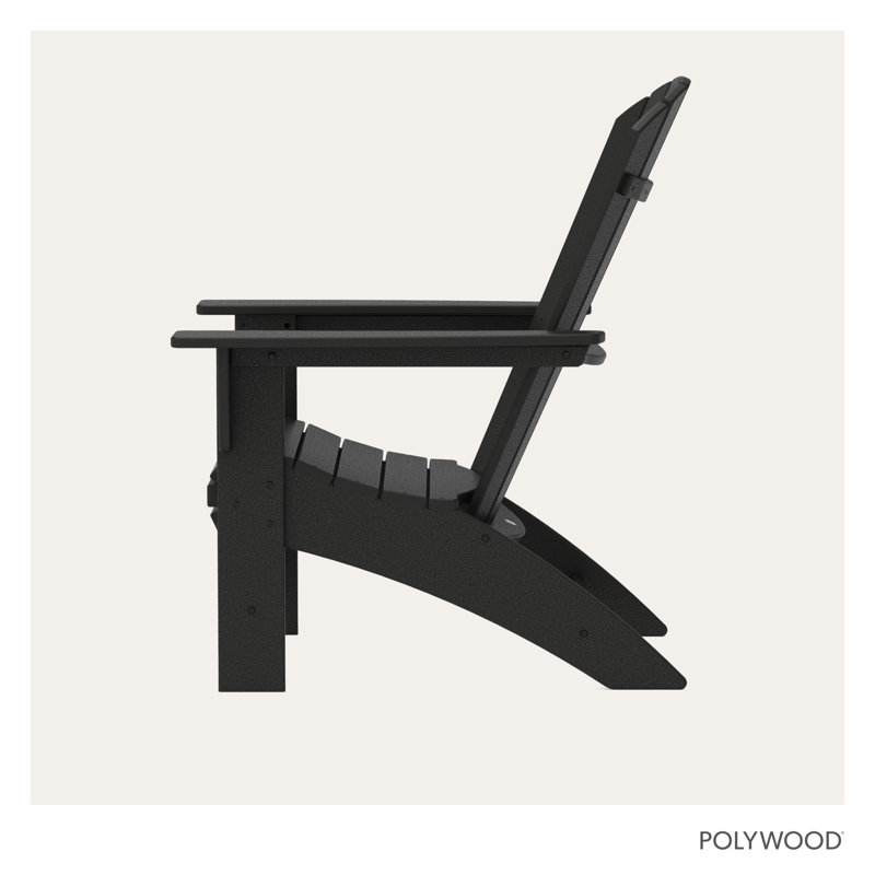 POLYWOOD Nautical Curveback Adirondack Chair, Black