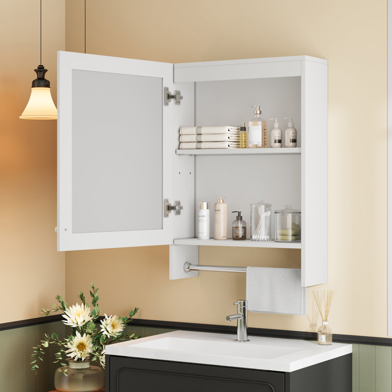 Pharmacie murale 3-en-1 avec tablette réglable et porte à fermeture en douceur