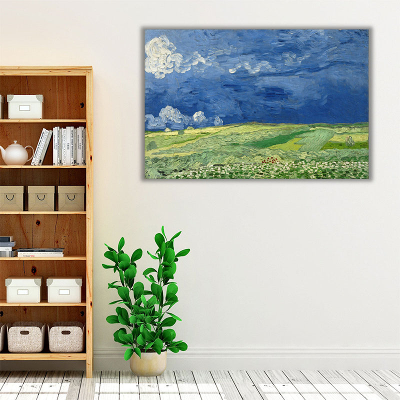 Wheatfield Under Thunderclouds, 1890 - reproduction d'art sur toile, H 12 po x l 18 po