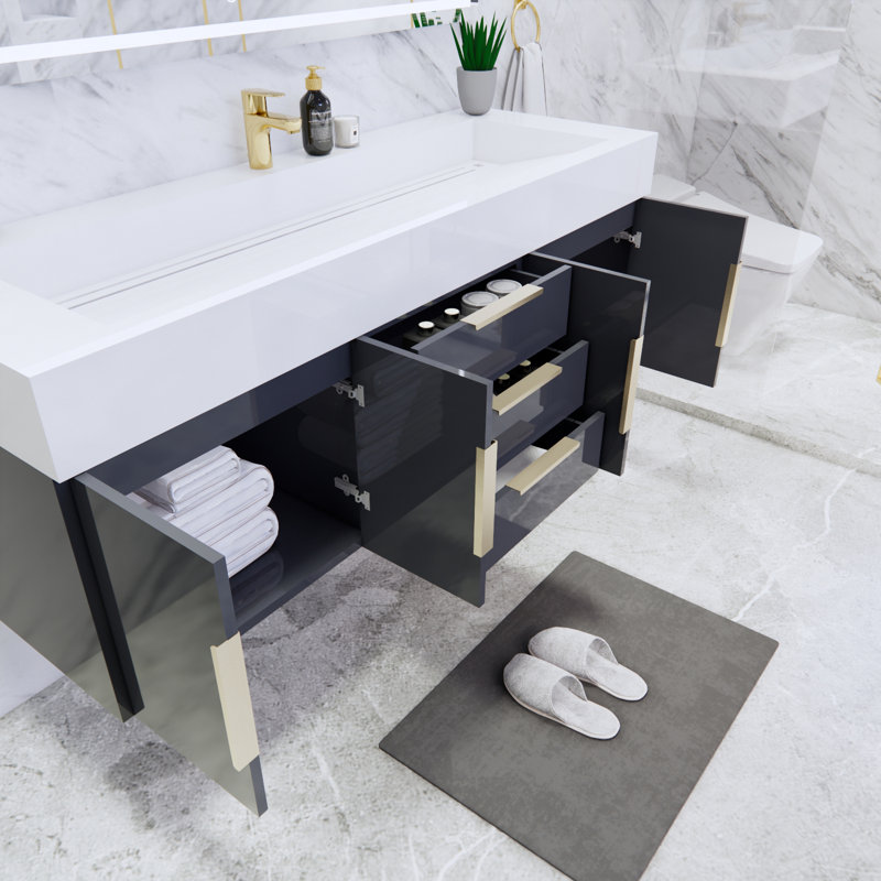 Glasgow 59'' Bathroom Vanity with Acrylic Top, Gray