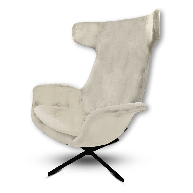 Alexandia Velvet Swivel Armchair, Cream