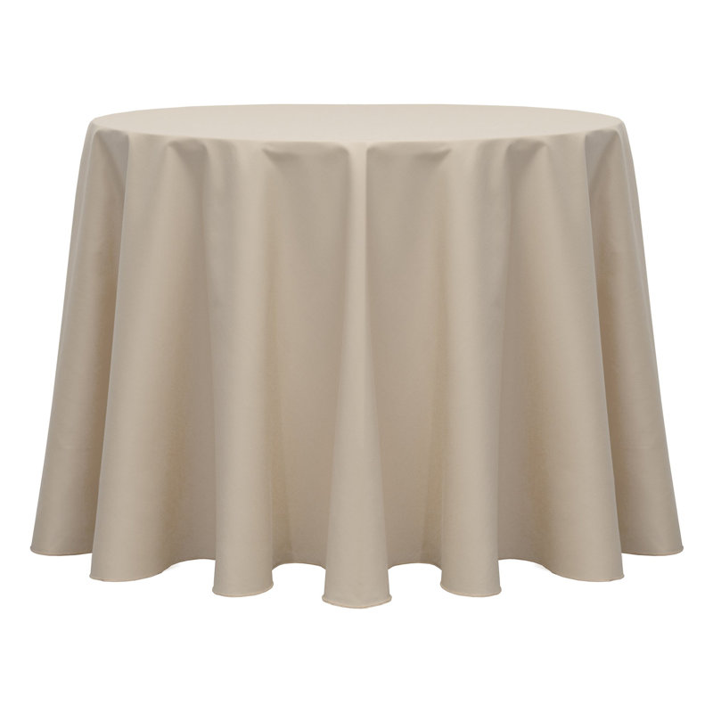 Bjarne Solid Color Round Tablecloth, 90" Round, Beige, 2
