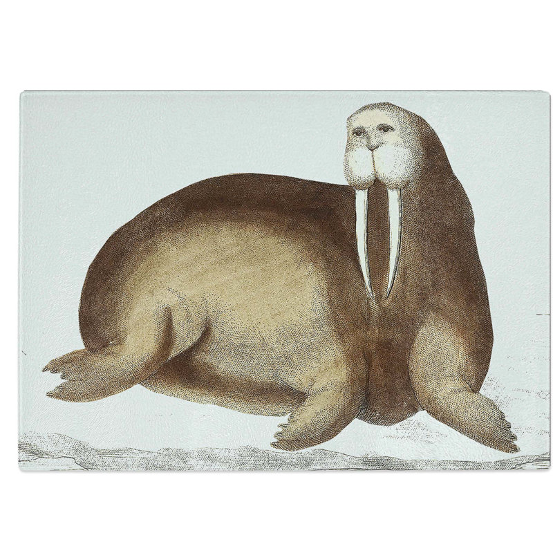 Tempered Glass Arctic Walrus Chopping Board, 39 cm W x 28.5 cm L