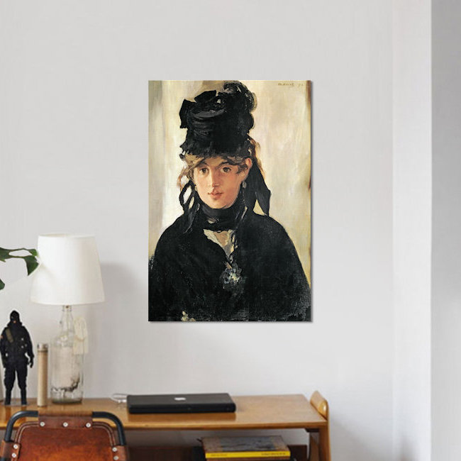 «Berthe Morisot with a Bouquet of Violets, 1872» par Édrede Manet, reproduction sur toile tendue sur châssis, Toile tendue