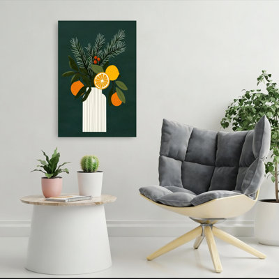«Christmasbouquet Modern Abstract Fir Pine Fruit Winter», reproduction d'art murale
