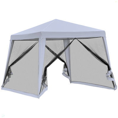 Outsunny Outdoor Canopy Tent, Slant Leg Sun Shelter With Mesh Sidewalls, Patio Tents For Parties