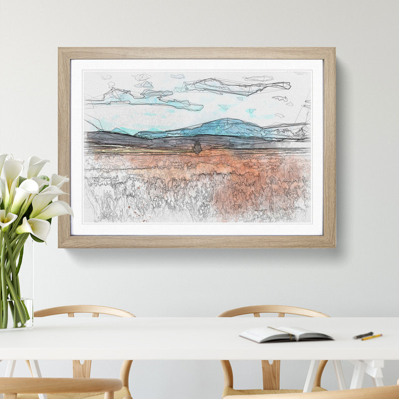 Lone Tree in Montana - Picture Frame Graphic Art Print, 40cm H x 60cm W x 2cm D, Oak Framed