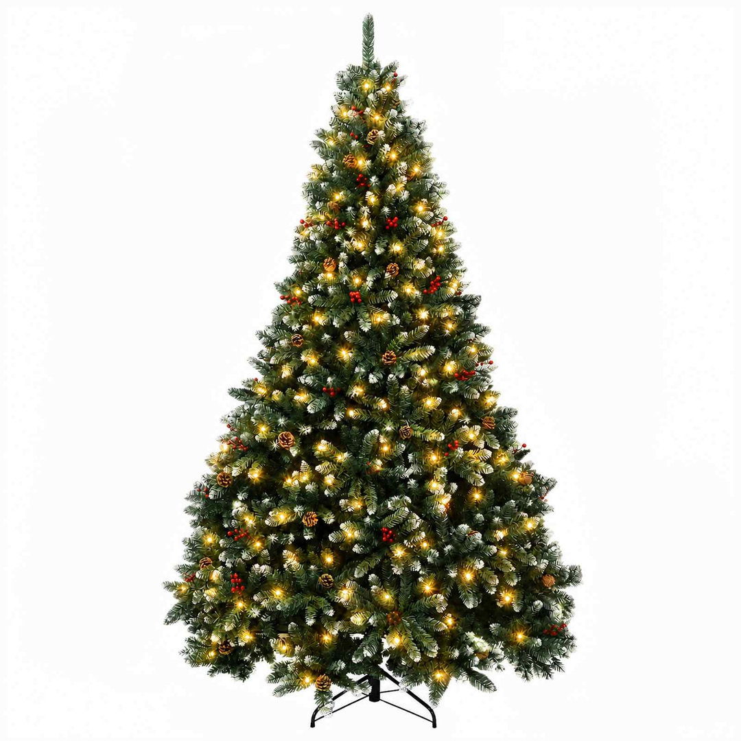 Vidaxl Artificial Hinged Christmas Tree 240 Cm 300 Leds Warm White - Green, Green - Image 2