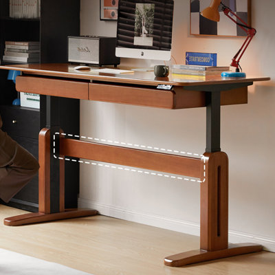 Walnut Rectangular Solid Wood with 2 drawers desk