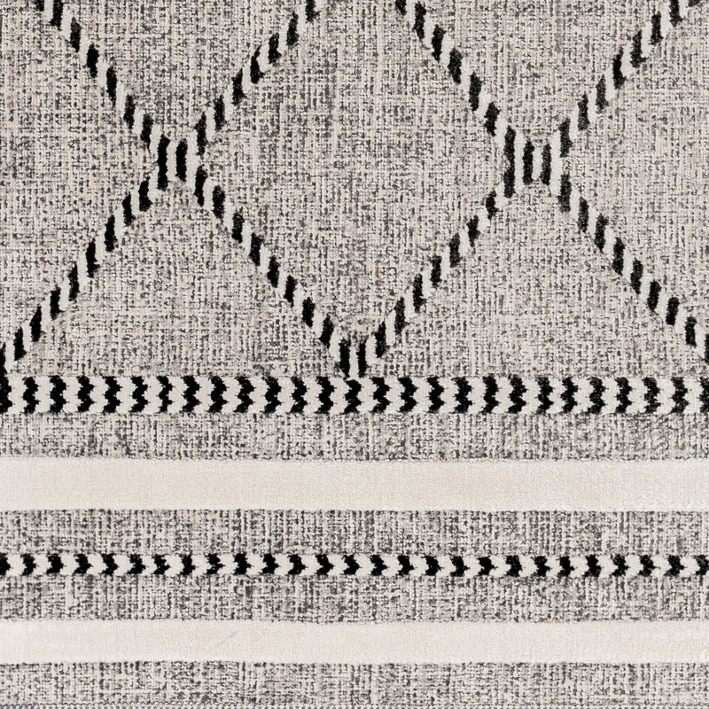 Anfaniola Geometric Machine Woven Area Rug in Gray/Black, Rectangle 7'10" x 10'
